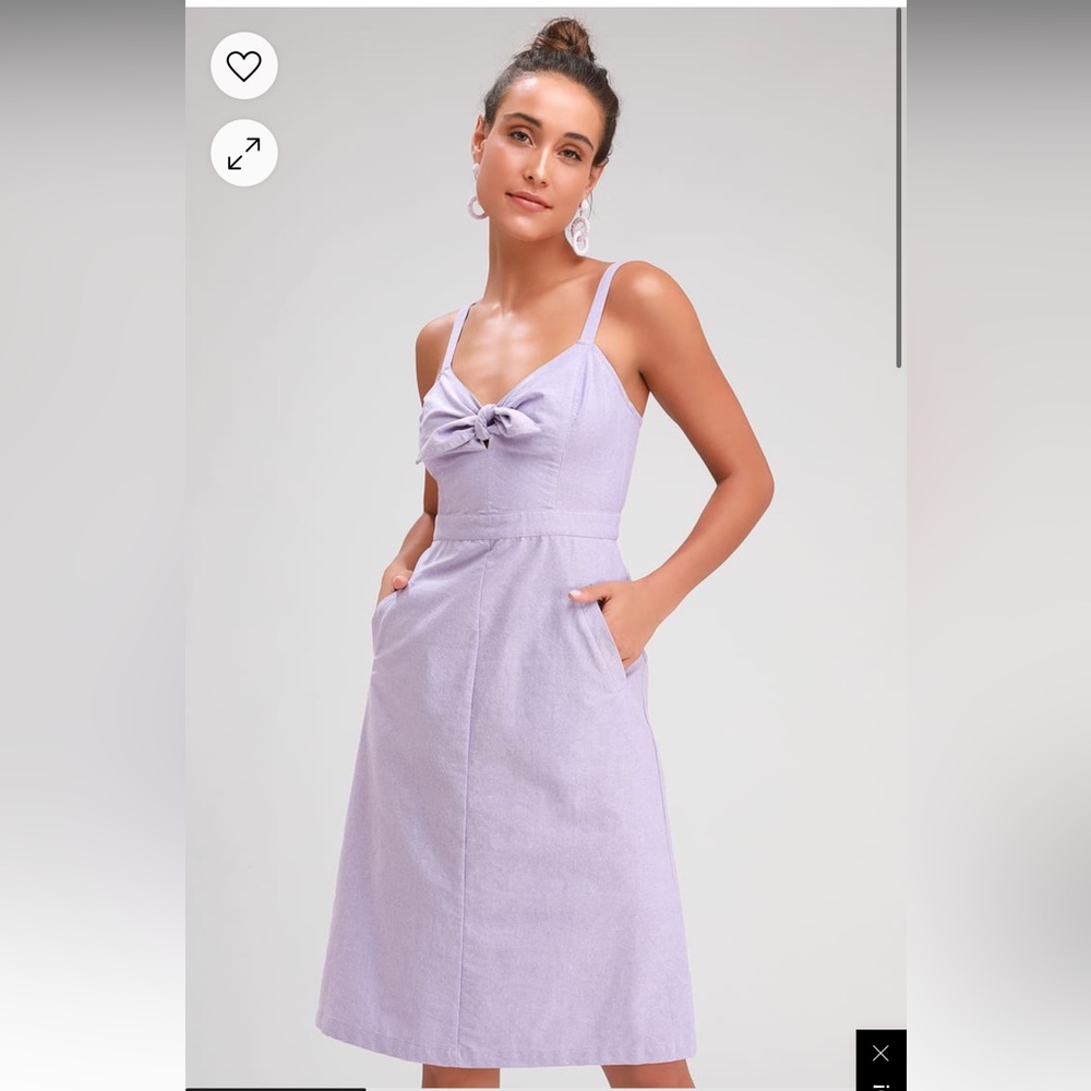 Lulu’s x Lush lavender dress with front tie and pockets